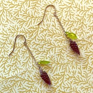 Vintage 🍇🍑🍐🍋Fruit Bead Silver Earrings